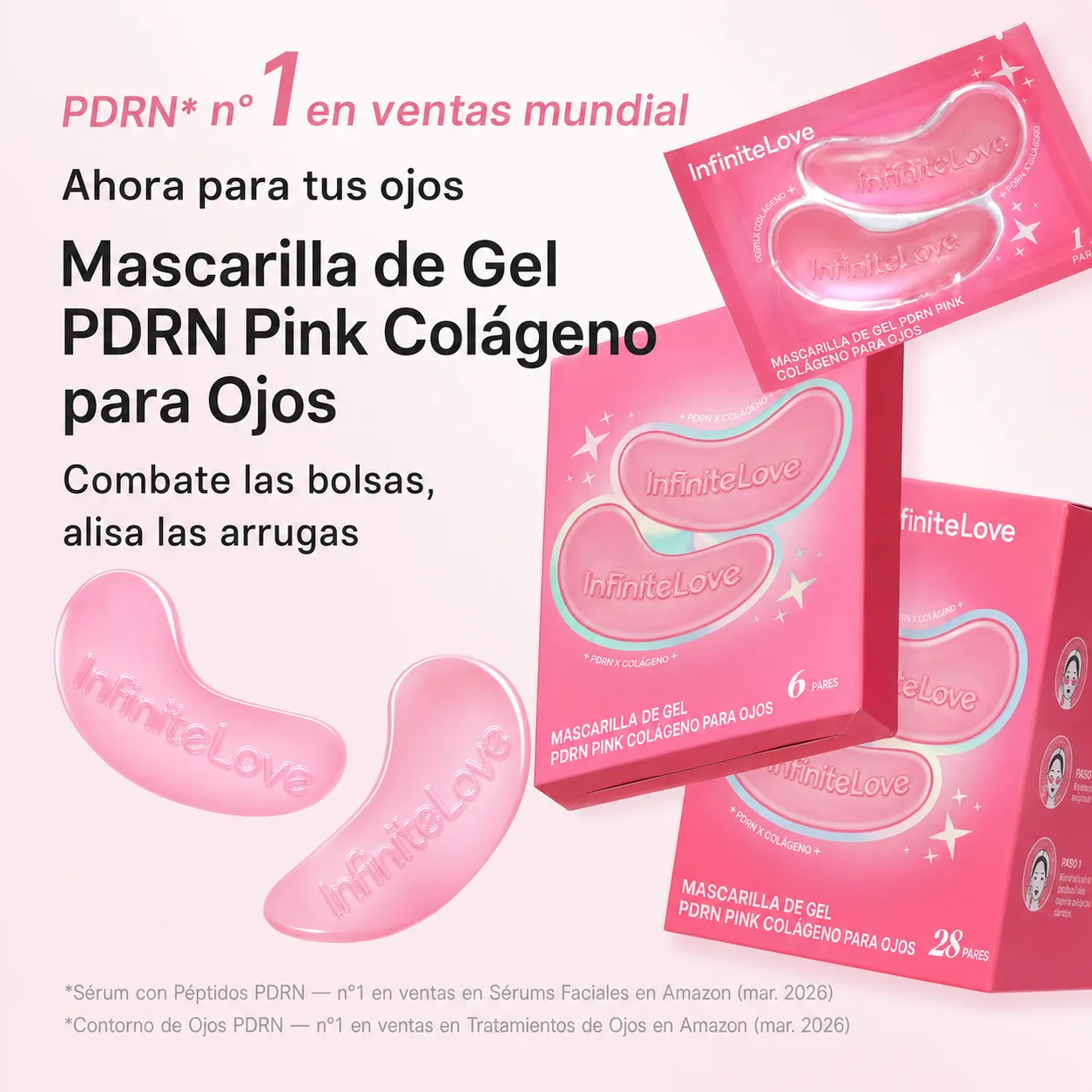 Mascarilla de Gel PDRN Pink Colágeno para Ojos — 6 Pares
