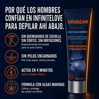 Crema Depilatoria Íntima Hombre Acción Rápida 4 Min Alga Marina Dermatológica 100ml