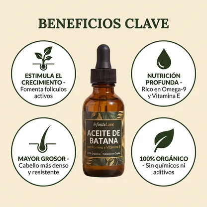 Aceite de Batana Orgánico con Romero y Vitamina E - Tratamiento Capilar 60ml